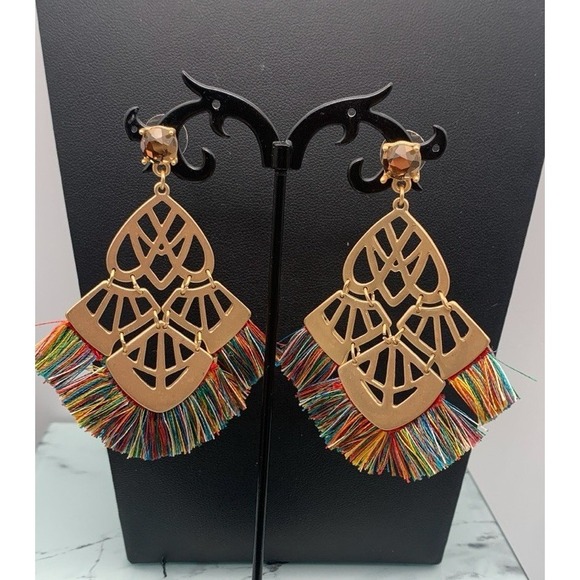 Stella & Dot Jewelry - Stella & Dot Alexandria Multi Color Tassel Chandelier Dangle Earrings